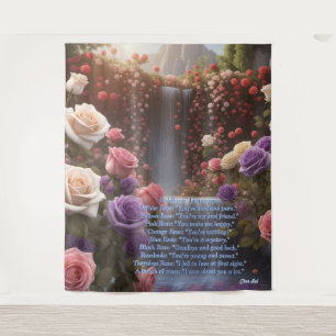Tapiz Cascada jardín de rosas La Floriografía Personaliz