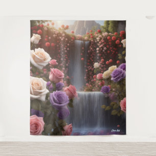 Tapiz Cascada jardín de rosas La Floriografía Personaliz