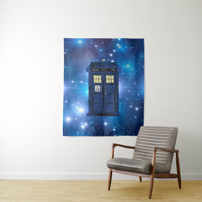 Tapiz Casilla de llamadas públicas de la policía azul -  (In situ)