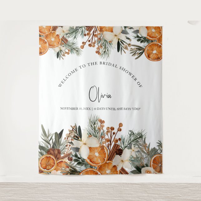 Tapiz Caso de invierno Bridal Shower Backdrop Pieza foto (Anverso)