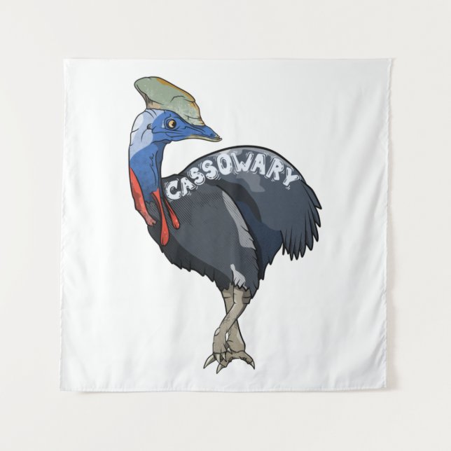 Tapiz cassowary colored woth text (Anverso)