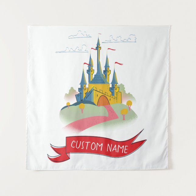 Tapiz Castillo de Fantasía con Texto Personalizado (Anverso)