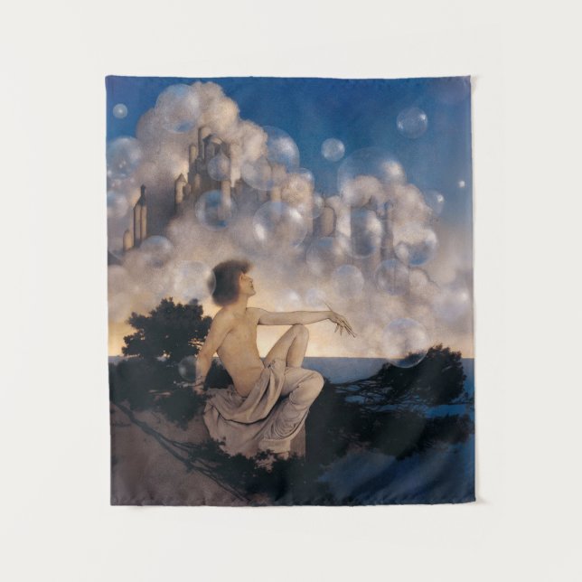 Tapiz Castillos en el Aire de Maxfield Parrish 1904 Fant (Anverso)