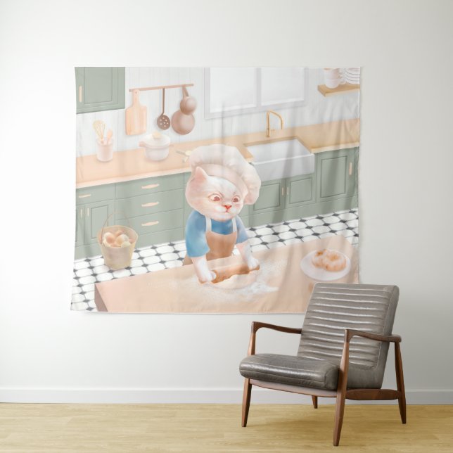 Tapiz Cat Baker Baby - Acogedor Kneading (In situ (horizontal))