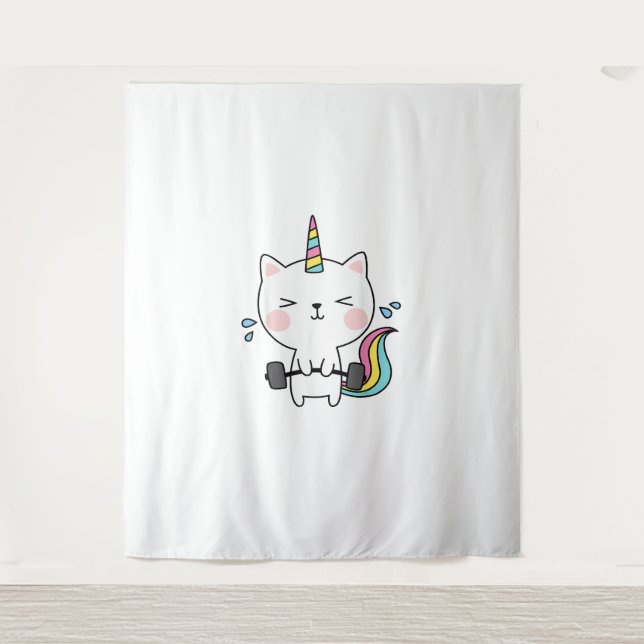 Tapiz Cat Unicorn T Shirout Gym Rainbow Caticorn C (Anverso)