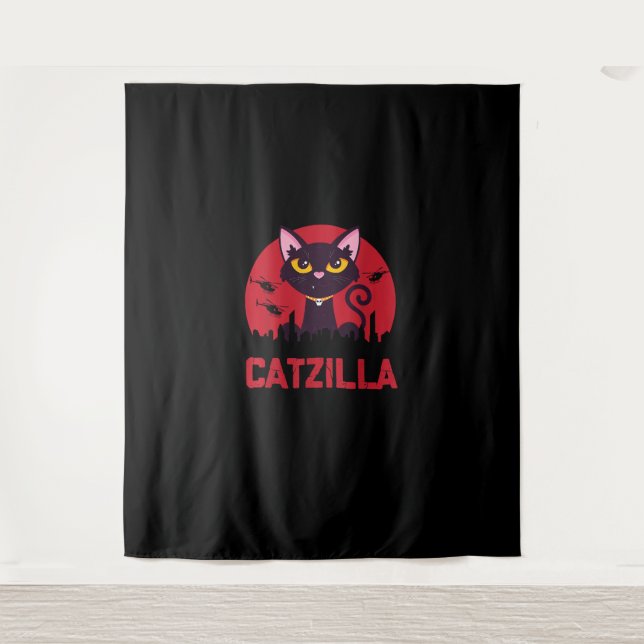 Tapiz Catzilla Funny Cat Monstruo (Anverso)