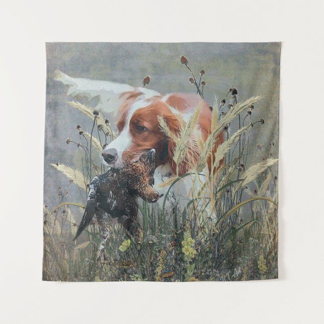 Tapiz Caza con Epagneul Breton (Anverso)