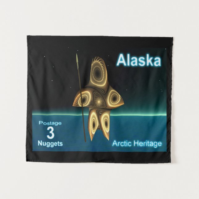 Tapiz Cazador de inuits fractales - rehén de Alaska (Anverso (horizontal))