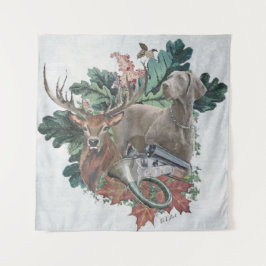 Tapiz Cazando con un Weimaraner, "Fantasma gris"