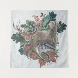 Tapiz Cazando con un Weimaraner, "Fantasma gris"