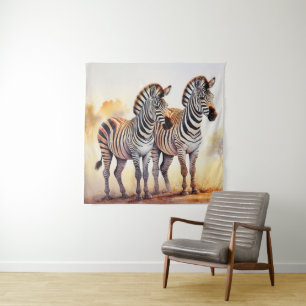Tapiz Cebras en Arte de Vida Silvestre Africano Sereno S