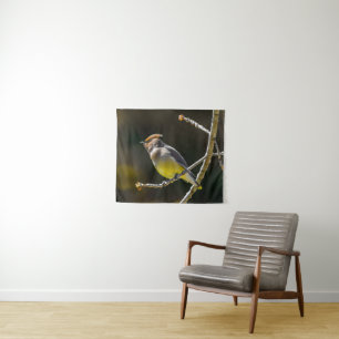 Tapiz Cedar Waxwing Songbird Foto original de ave silves