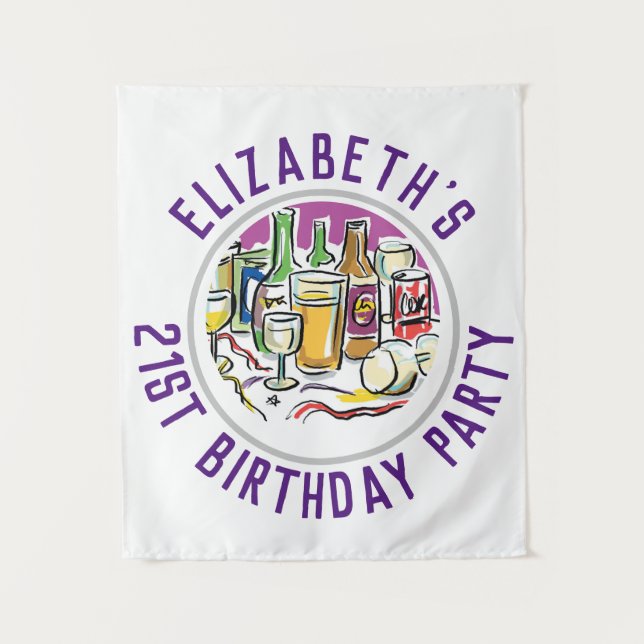 Tapiz Celebración de cumpleaños número 21 (Anverso)