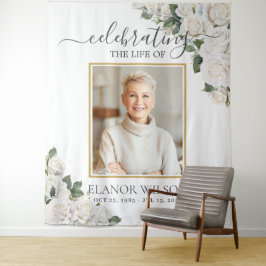 Tapiz Celebración de la Vida de Rosas Blancas Foto