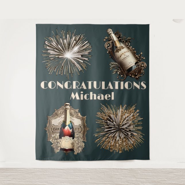 Tapiz Celebración de las felicitaciones de graduación bu (Anverso)