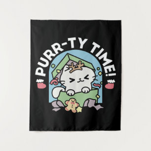 Tapiz Celebración de los navidades con un gato moro