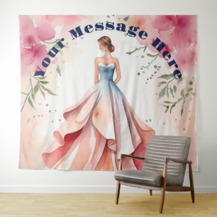 Tapiz Celebración de Quinceañera con Acuarela