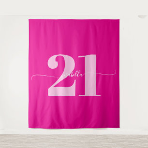Tapiz Celebración del 21 cumpleaños rosa