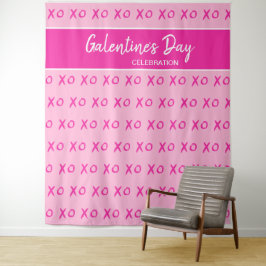 Tapiz Celebración del Día de Galentines patrón rosa XOXO