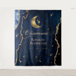 Tapiz Celestial Quinceanera Midnight Welcome Sign