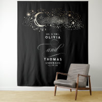Celestial Starry Night Moon Black Boda Backdrop