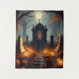 Tapiz Cementerio Embrujado de Halloween Espeluznante