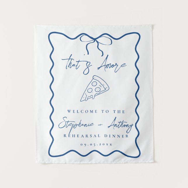 Tapiz Cena de ensayo de pizza Blue That's Amore (Anverso)