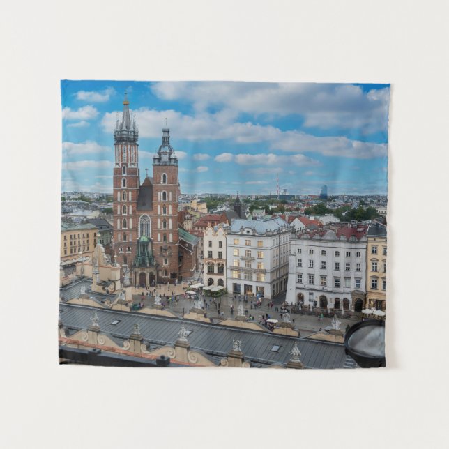 Tapiz Centro de Cracovia desde arriba en Polonia (Anverso (horizontal))