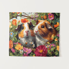 Tapiz Cerdos de Guinea entre los floreros de los jardine