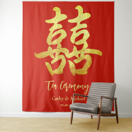 Tapiz Ceremonia de té boda del clásico rojo