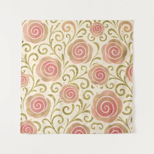 Tapiz Cerezas Rojas con Lazo Rosa Coquette Chic Rústico (Anverso)