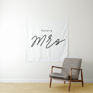 Tapiz Champán Nupcial Simple Elegante Texto Futuro Sra