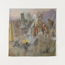 Tapiz Charles M Russell - Bronc en Cow Camp