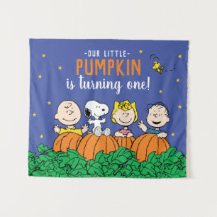 Tapiz Charlie Brown y pandilla Calabaza 1er Cumpleaños