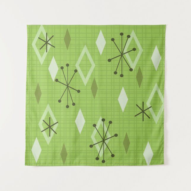 Tapiz Chartreuse de Diamantes Modernos del Siglo Medio (Anverso)