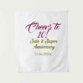 Tapiz Cheers to 10th wedding anniversary mauve golden na