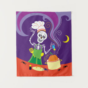 Tapiz Chef Espeluznante Cocinando una Calabaza