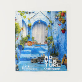 Tapiz Chefchaouen Ciudad Azul Marruecos Pintura de petró