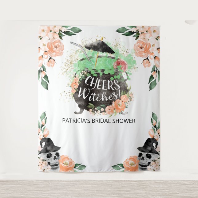 Tapiz Cheque Witch Halloween Bridal Shower Backdrop (Anverso)