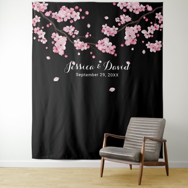 Tapiz Cherry Blossom Elegante Boda Floral fondo (In situ)