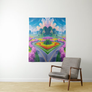 Tapiz "Cherry Blossom Journey - Dream Landscape Wall Art