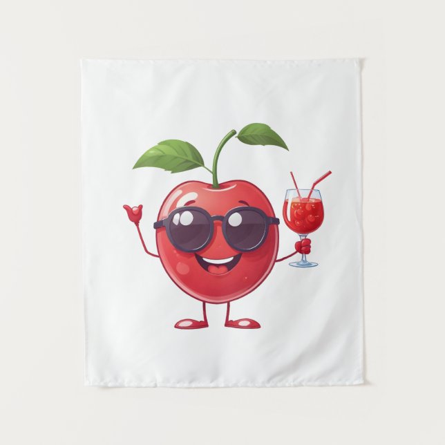 Tapiz Cherry Fun vacaciones alegres Fiesta de bebida tro (Anverso)