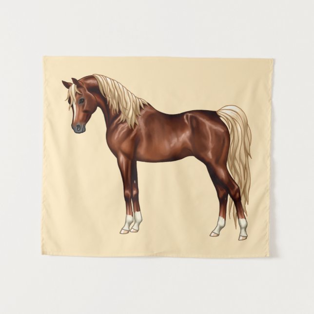 Tapiz Chestnut Egipcio Arabian Horse Flaxen Mane & Tail (Anverso (horizontal))