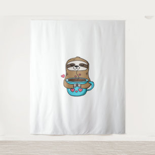 Tapiz Chibi Sloth Coffee Lover - Cute Kawaii Sloth Huggi