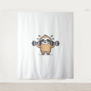 Tapiz Chibi Sloth Gym Fail - Cute Kawaii Funny Workout A