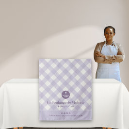 Tapiz Chic Purple Checker Bakery Logo Event Table Runner