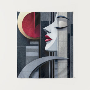 Tapiz Chica Art Deco Perfil Elegancia Geométrica