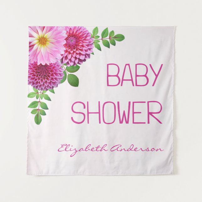 Tapiz Chica Baby Shower Pink Purple Dahlia (Anverso)