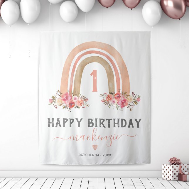 Tapiz Chica Boho Rainbow First Birday Tapestry (Subido por el creador)