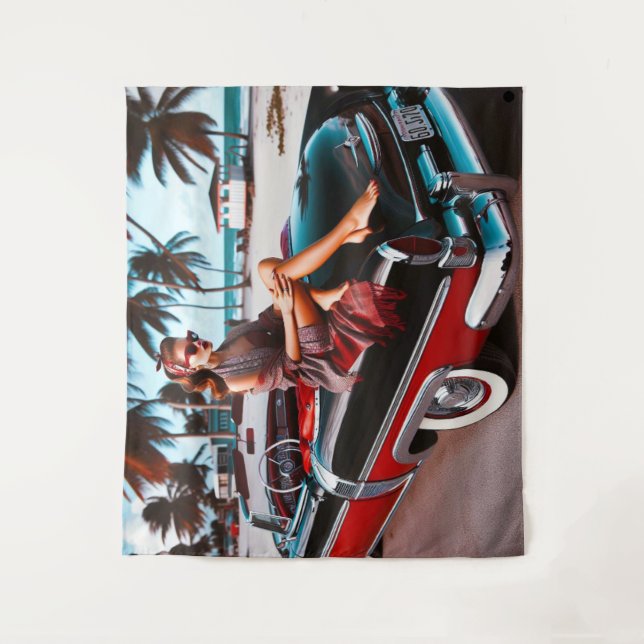 Tapiz Chica con coche (Anverso)